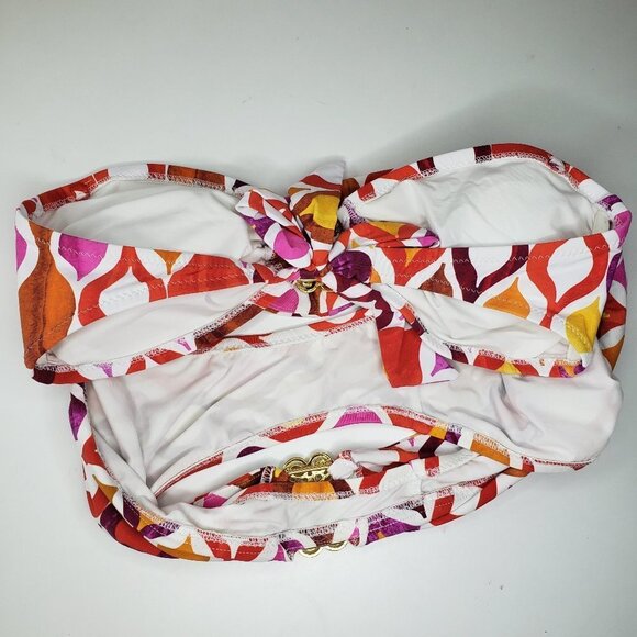 Trina Turk Ogee Pink Orange Bikini Set 8/10 Medallion Bandeau Fold Over - Picture 9 of 11